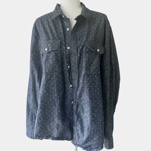 St. John's Bay  Chambray Button Down Shirt Long Sleeve Size XL